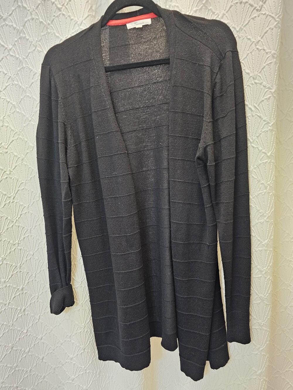 Madison Black Open-Front Knit Cardigan